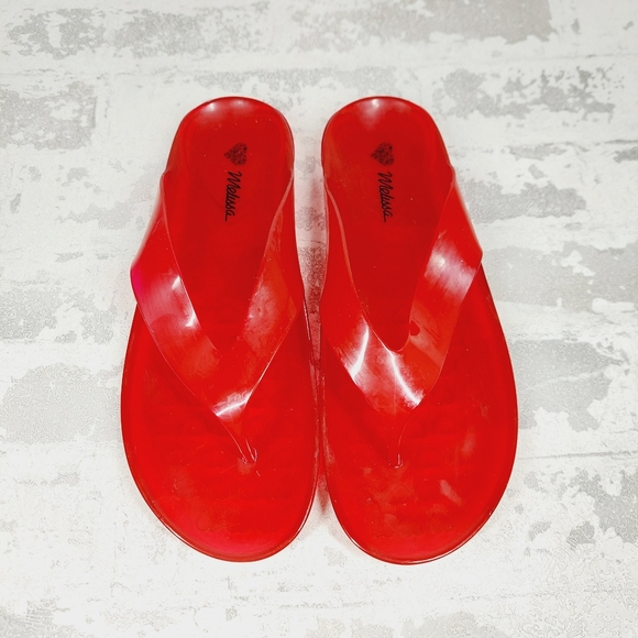 New Melissa Womens Real Jelly Red Flip Flops X409 - Picture 10 of 12